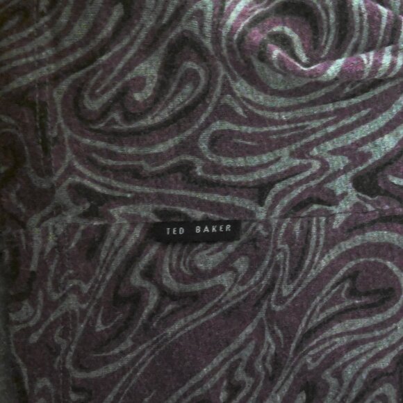 Ted Baker London Top Soft Tee Short Sleeve Stretch Purple & Gray Sz 4 US Sz M - Picture 7 of 7